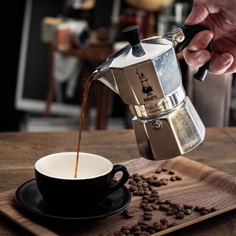 Biletti Moka Pot Italian Coffee Pot Coffee Machine Home Camping Original Import Classic 2 Cups (Single Valve)