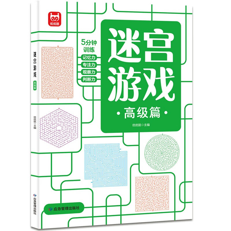 Advanced Maze Game Puzzle Game Book Classic Puzzle Game Maze Challenges Smart Brains Suitable for Training Children's Concentration, Observation, Judgment, Memory, and Pen Control Ability Green Printing Comes with Answers