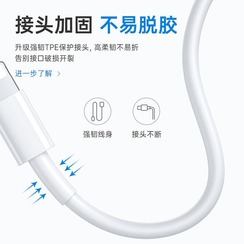 Viken is suitable for Apple data cable charging cable fast charging mobile phone charger cable plug iphone14/13/12/11/XS/7/6/X/8/6 Viken USB-lightning cable-1 meter cable