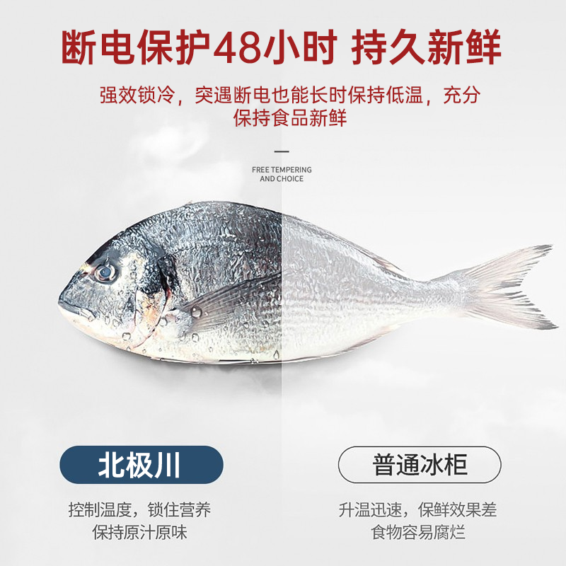 Arctic Sichuan Freezer Commercial Intelligent Temperature Control Horizontal Large Capacity Freezer Household Refrigerated Freezer Display Cabinet Refrigerator Fresh Cabinet Ice Cream Cabinet Five-sided Refrigeration | 2.2 Meter Long Stainless Steel Liner Dual Machine 1388 Titanium Gray Single Temperature