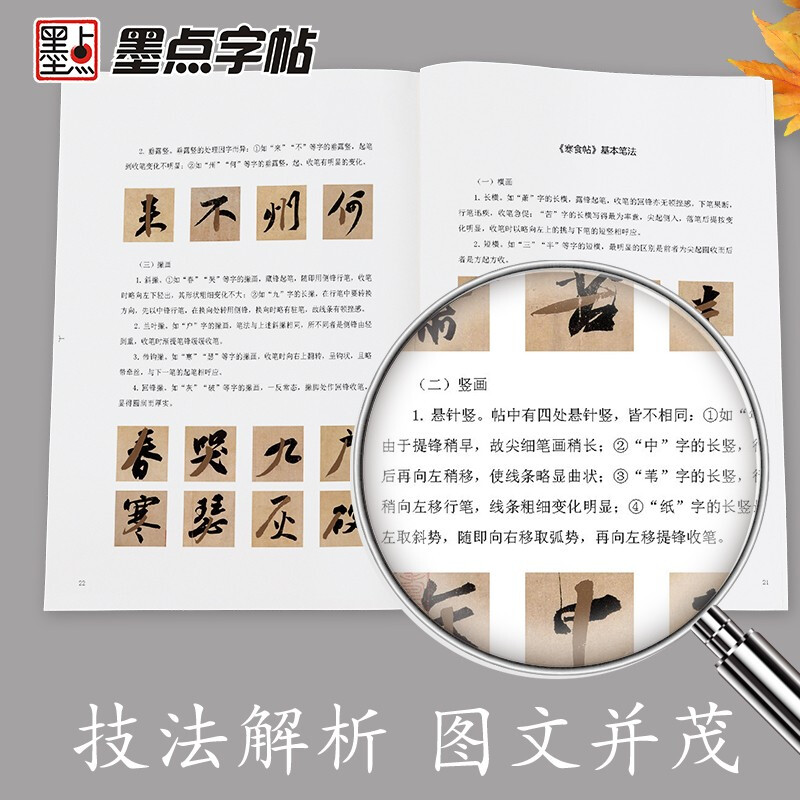 Ink dot calligraphy, Su Shi's cold food calligraphy, an introduction to brush calligraphy, copying examples of Su Shi's cold food calligraphy, past dynasties' calligraphy, enlarged and comparative copies with simplified marginalia and traditional cursive calligraphy