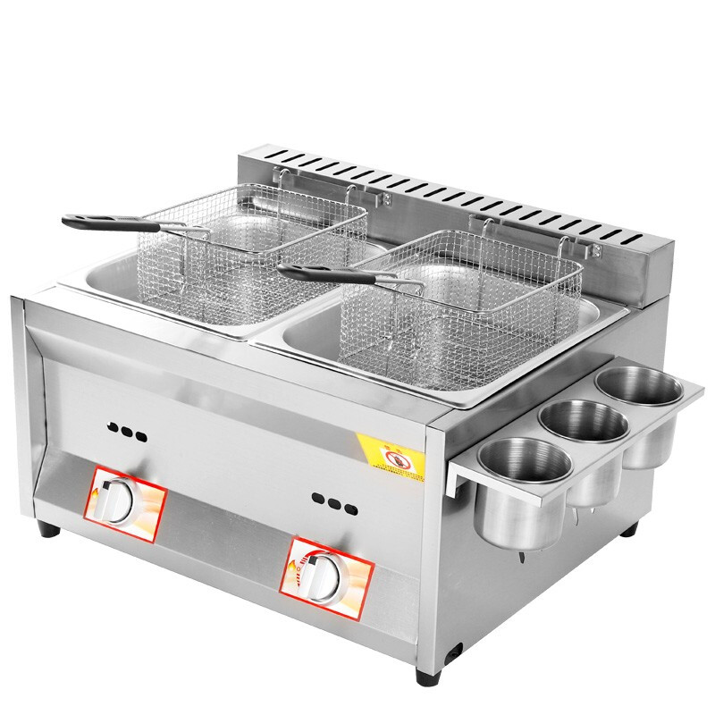 Yushang deep fryer, outdoor stall, gas Malatang, Oden machine, large-capacity deep-fried skewers, noodle cooker, fried chicken steak, thickened three pots + three oden cookers