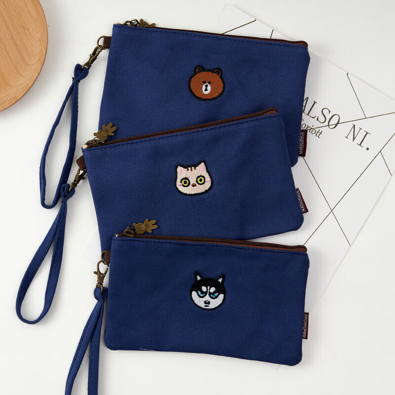 Kuqi Kangaroo Coin Purse Clutch Wallet Women's Mobile Phone Handbag Cartoon Fabric Wallet Small Canvas Collection Cat Hefeng