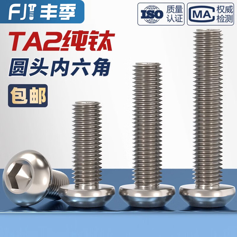 Fengji national standard TA2 pure titanium titanium alloy round head hexagonal screw pan head bolt mushroom head round cup M3M4M5M6 M2.5*10-10 pcs