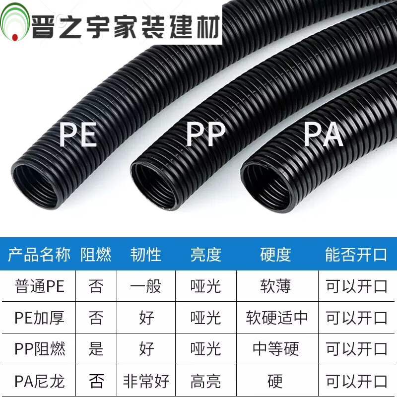 Junmo plastic open corrugated pipe waterproof and flame retardant cable protective cover threaded hose outdoor sun protection and anti-aging PPAD13 inner diameter 10mm10 meters