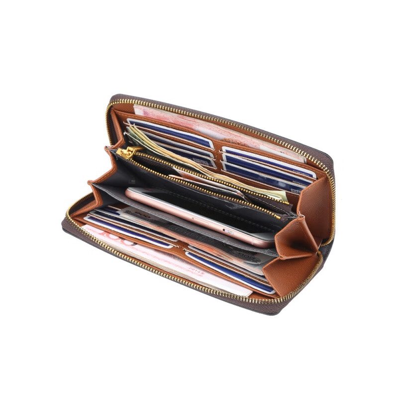 Kuqi Kangaroo Women's Wallet 2025 New High-end Long Wallet Multifunctional Zipper Large Capacity Hand Card Holder All-in-One Bag N5566 Brown