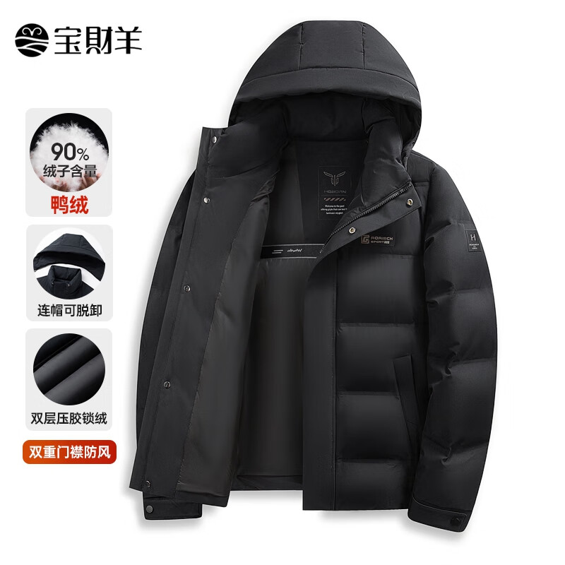 Baocaiyang middle-aged and elderly dad's down jacket men's winter thickened warm hooded cold-proof jacket elderly grandfather coat clothes