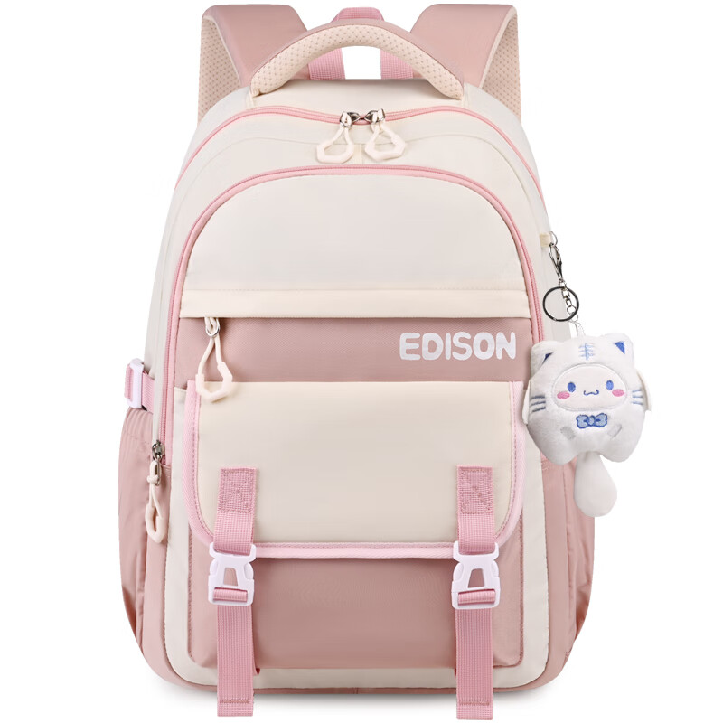 Edison invented schoolbags for junior high school students and high school students to reduce burden and protect spine for boys and girls with high appearance k013-3 pink