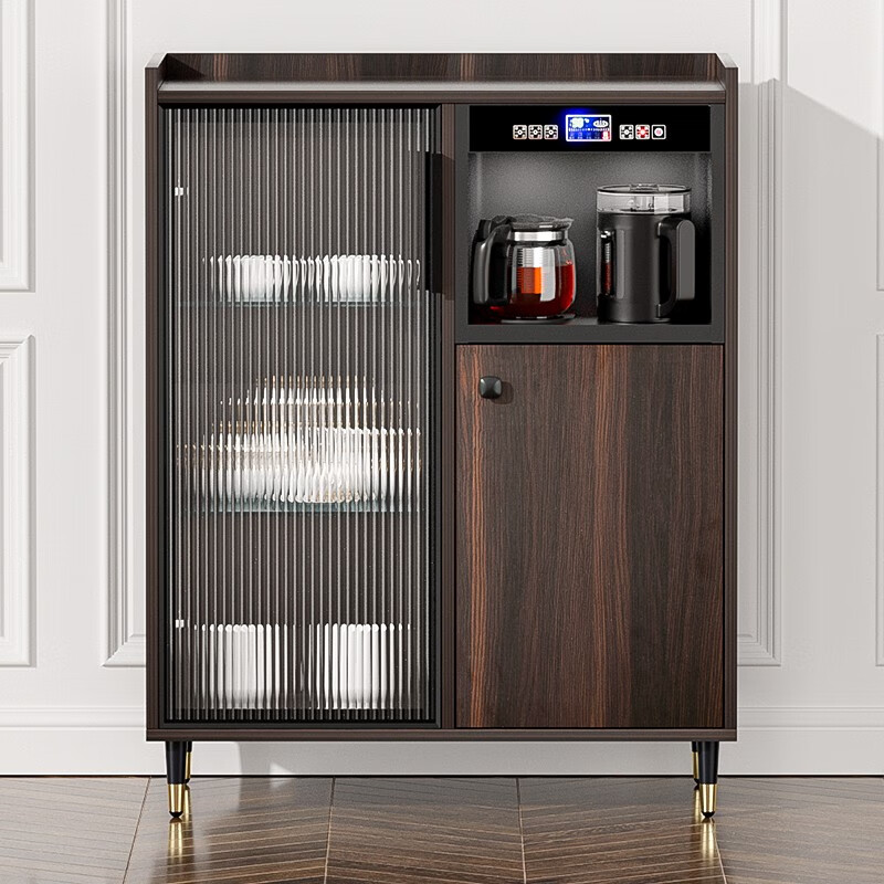 MEILINGDA Home Modern Light Luxury Style Remote Control Intelligent Solid Wood Fully Automatic Tea Bar Machine Office Water Dispenser Living Room Tea and Water Integrated Cabinet Refrigerator Red Wine Refrigerator Bottle Sterilizer Cabinet Solid Wood 916 Walnut (Storage Cabinet) Hot and Cold Type Warm