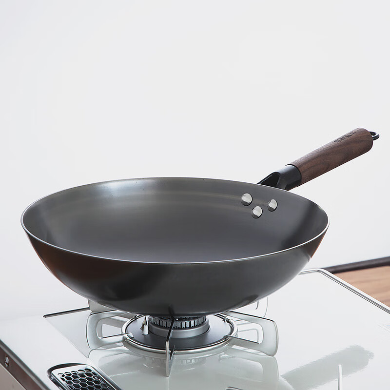 Dianjiang cast iron round bottom wok 32cm old-fashioned cast iron pot household cooking pot 32cm uncoated, lightweight and not easy to rust