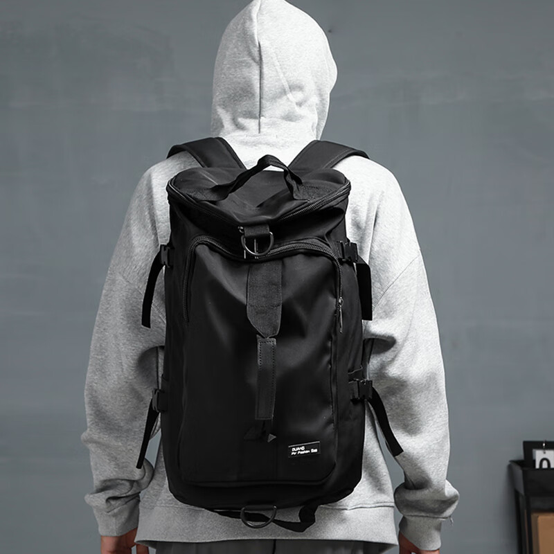 IROYA travel bag large capacity short-distance business trip shoulder fitness bag men's backpack shoulder portable sports luggage bag crossbody bag black