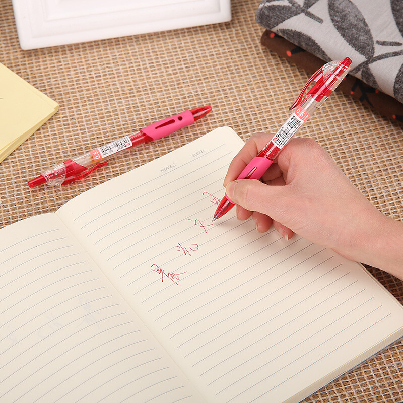 M&G Stationery 1008 Press Gel Pen Student 0.5 Red Pen Signature Pen Bullet Pen Office Supplies Red 6 Pens + 6 Cores Teacher's Day Gift
