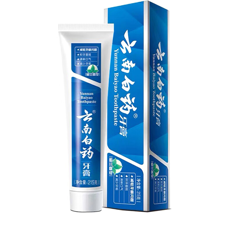 Yunnan Baiyao toothpaste, spearmint type, improves gum problems, strengthens teeth, protects gums, removes oral odor, freshens breath, spearmint type 215g*1 tube