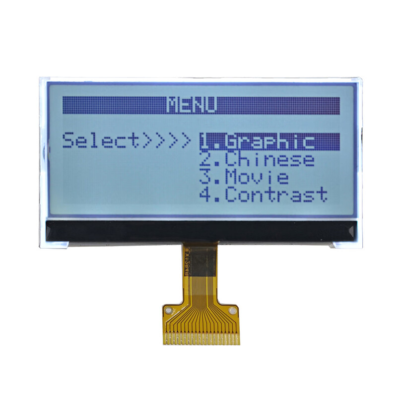 Jinglianxun LCD screen 2.6-inch monochrome LCD screen 128*48 dot matrix JLX12848G-941 LCD liquid crystal module G-941-BN welding FPC (bare screen) background color black text on white background/white text on blue background optional with PCB board operating voltage 3.3V/5V optional
