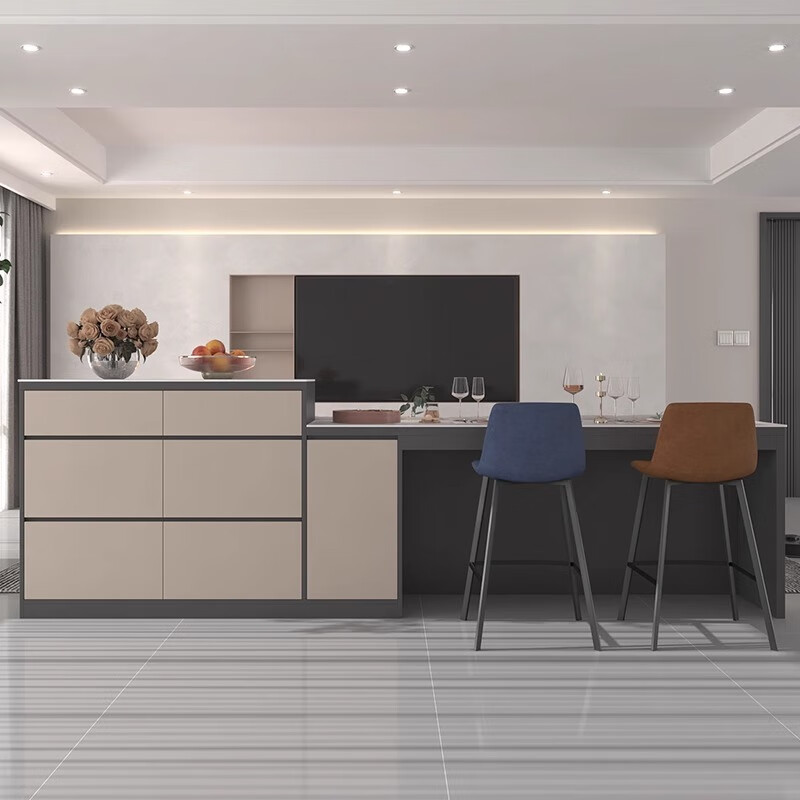 岩板吧台桌家用客厅餐边柜岛台一体沙发后背靠山隔断柜靠背柜定制 定制专拍