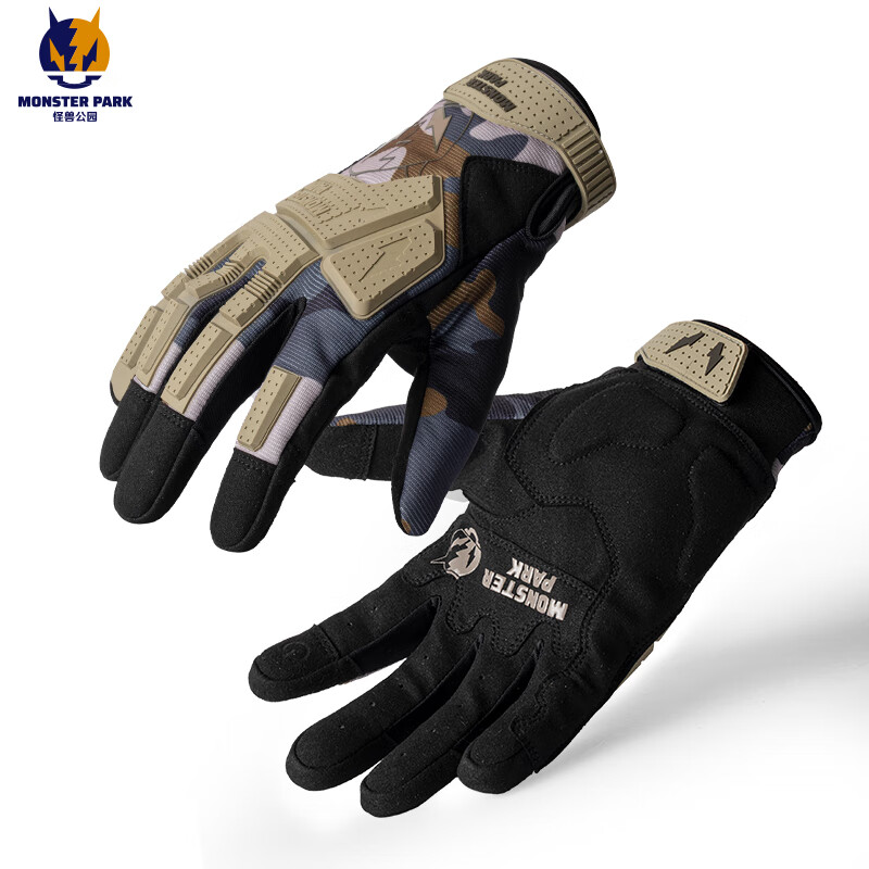 MONSTER PARK motorcycle riding gloves for men, anti-fall, wear-resistant, touch-screen motorcycle riding equipment for women, summer, black L