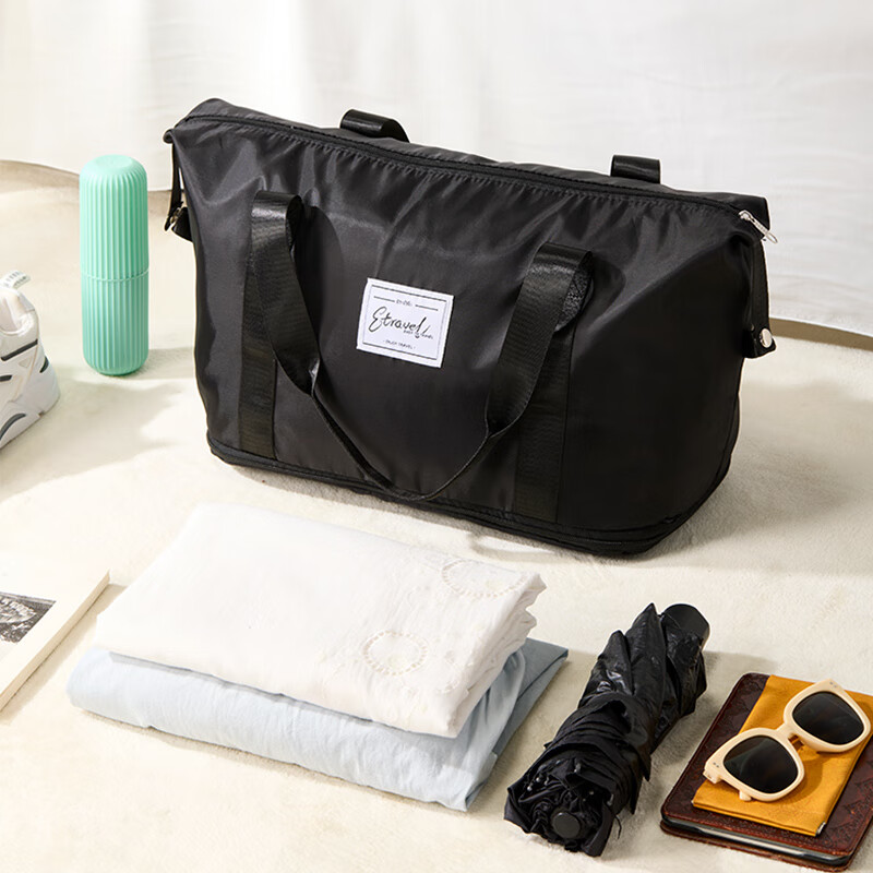 Easy Travel Travel Bag Luggage Bag Large Capacity Men's and Women's Handbags for Business Travel Fitness Bags Expandable Black