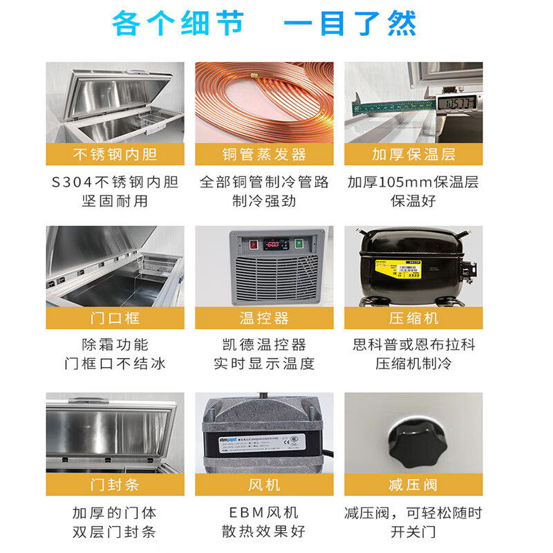 Zhixing (ZX) ultra-low temperature freezer tuna seafood deep-cooling ultra-low temperature preservation freezer household commercial quick-freezing refrigerator horizontal industrial dry ice scientific research laboratory low-temperature freezer 612 liters (length 1750*width 880*height 940) -60 degrees (-25 degrees to -65 degrees adjustable)