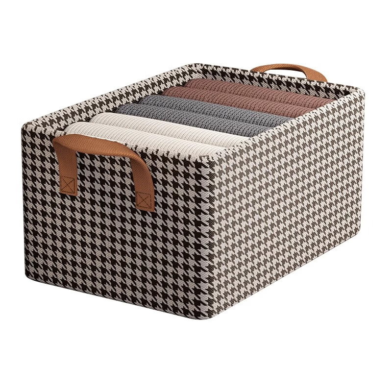 Youna 6-pack houndstooth clothes storage box home wardrobe layered organizer boxed clothes and pants folding storage cabinet extra large 50*30*26 shoot one and get six pieces
