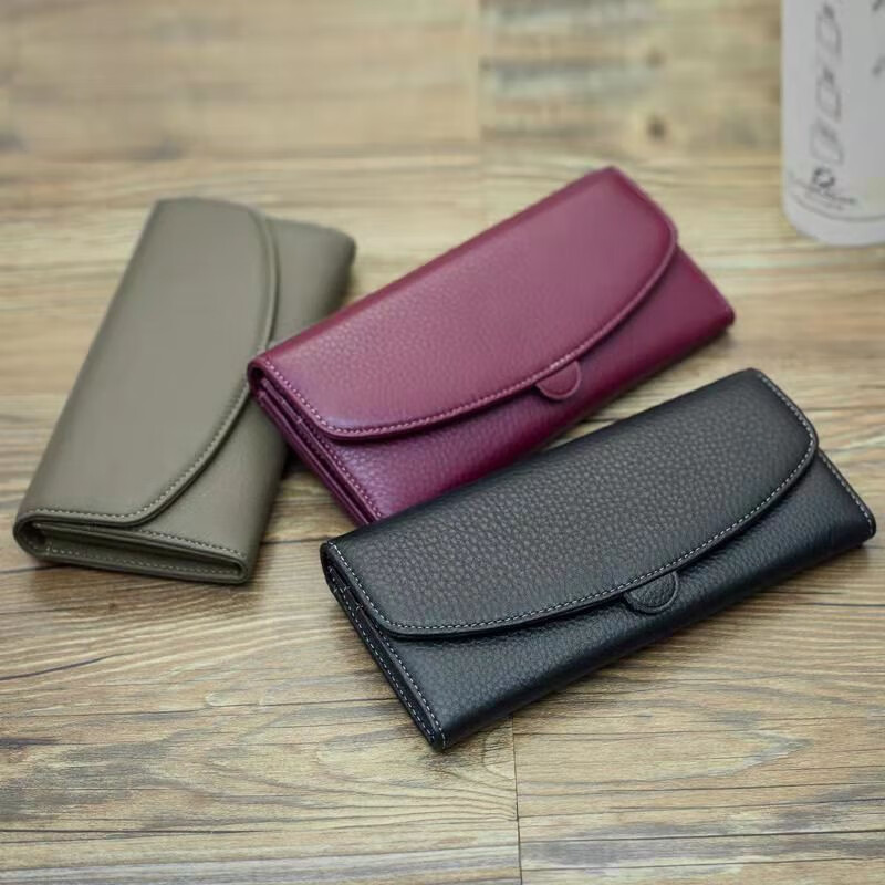 Sephoron New Year's New Genuine Leather Korean Version Soft Leather Wallet Multiple Card Slots Simple Valentine's Day Wallet for Mobile Phone Trendy Black