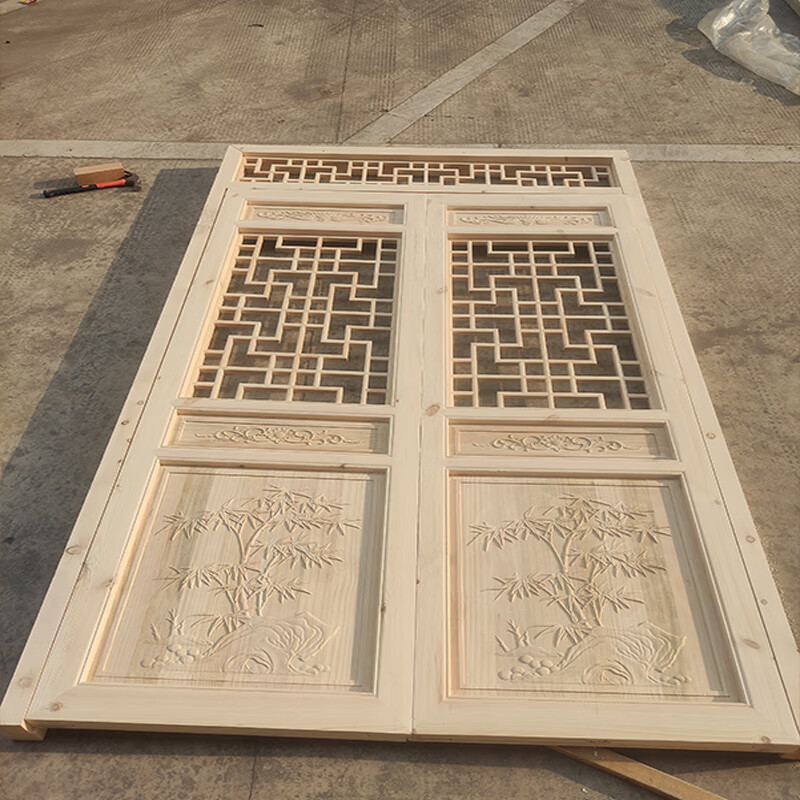 Dongyang wood carving antique doors and windows hollow flower grilles ancient building solid wood old-fashioned wooden doors sliding doors Chinese flower window partitions customized products contact customer service