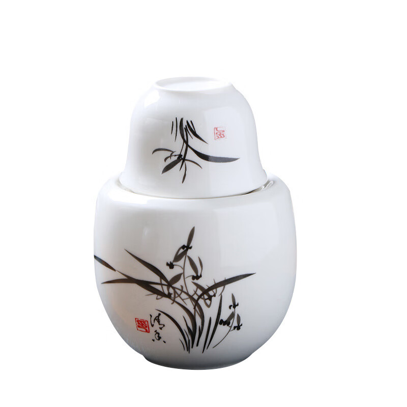 Qiansheng Yuan Wine Warmer Three-piece Set Ceramic Wine Warmer Shanshui Household 2-Liang Wine Warmer Warmer Wine Warmer Chinese Style Wine Kettle Orchid 2-Liang Wine Warmer (1 Pot 2 Cups 1 Liner) 101-200ml