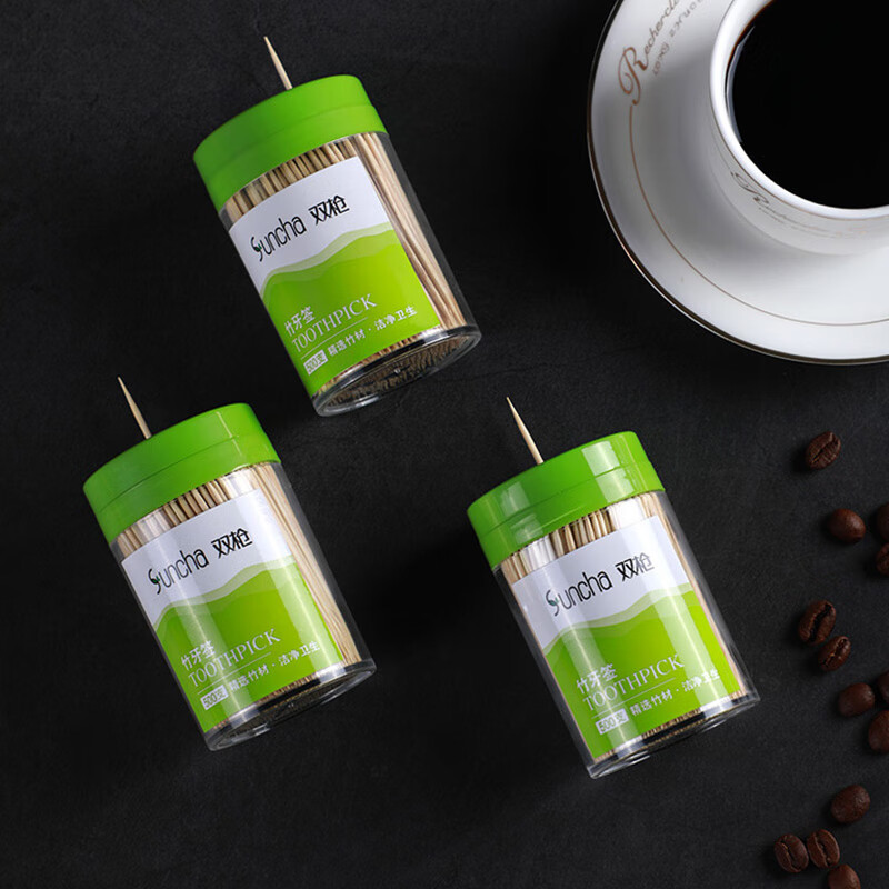 Double gun disposable toothpicks double-headed bamboo toothpicks fruit picks snack picks 1000 cans