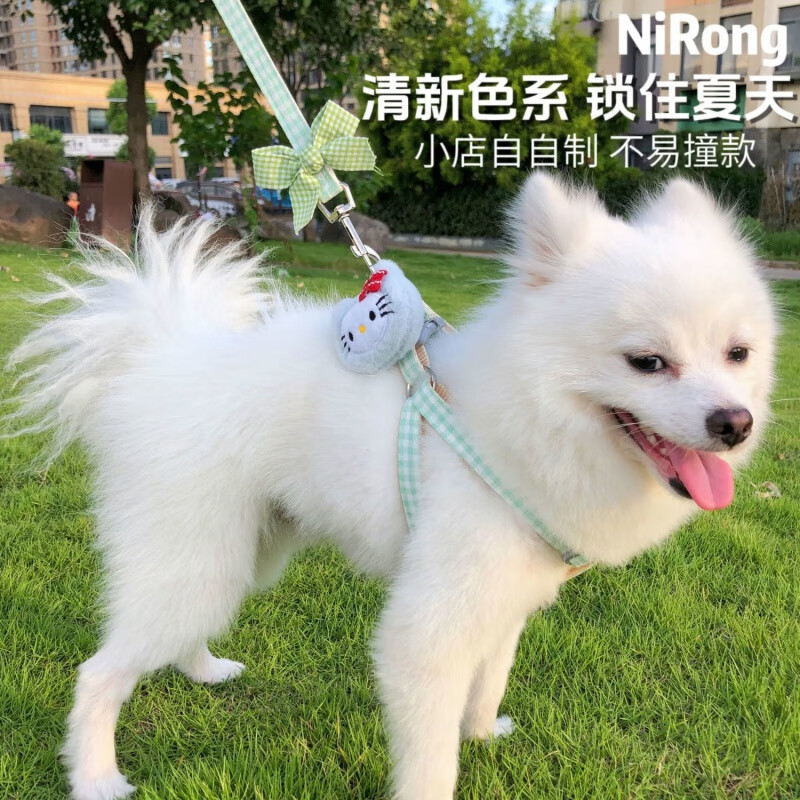 OIMG puppy leash dog walking leash puppy Teddy Bichon Pomeranian anti-breakaway dog leash dog leash cute when going out KT doll Taotaoyao powder 99.99% comfort S size 2-7 pounds
