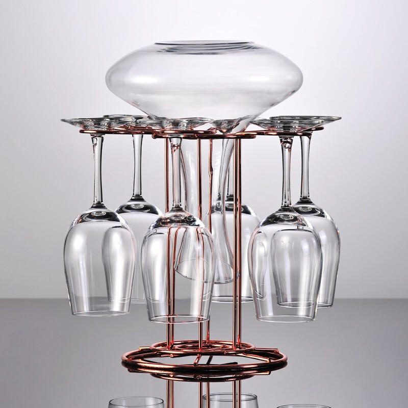 KING KEALAY Jindalei red wine cup set household glass goblet decanter creative wine glass holder wine set Phantom 6-pack handleless decanter