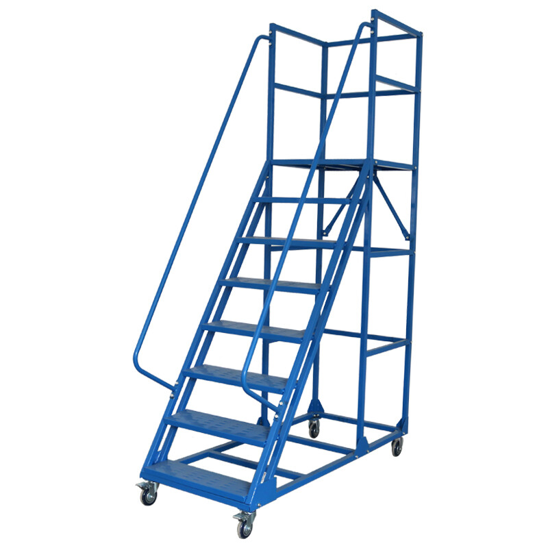 Yue Changsheng supermarket step ladder with wheels climbing car mobile platform ladder warehouse tallying ladder climbing ladder AA 2 step ladder to the ground 1.8m platform with wheels 2 brakes 2 orientations