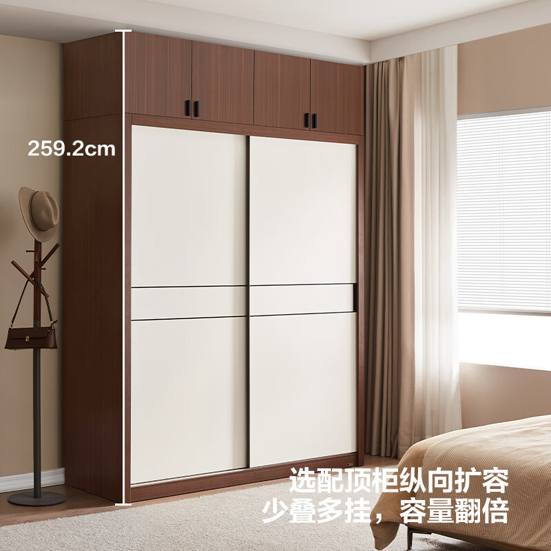 Quanyou Home Nordic log style furniture sliding door wardrobe bedroom wardrobe home sliding door storage storage combination cabinet