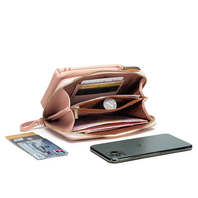 QUEEN TRIP 2022 New Bags for Women Korean Style Women's Crossbody Solid Color Wallet Valentine's Day Multi-Purpose Mini Mobile Phone Bag 2 Black 18*11*5