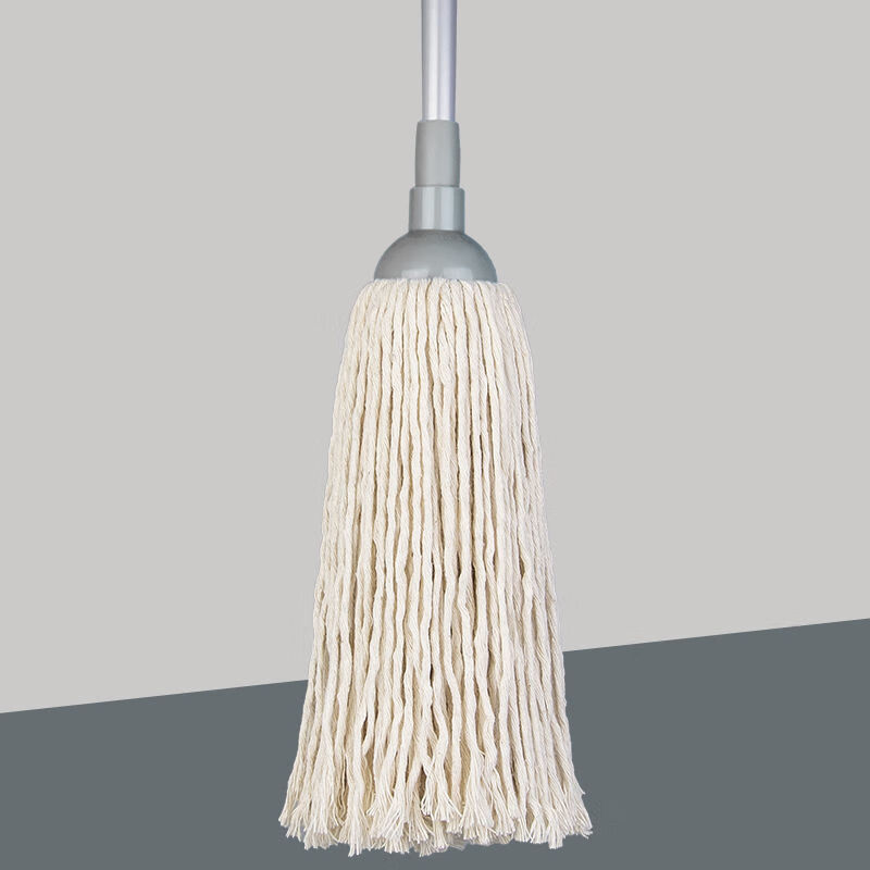 Large cotton gauze mop absorbent mop traditional old-fashioned round head long handle stainless steel cotton thread mop cotton gauze mop (small size) 2 poles 2 heads + squeeze bucket