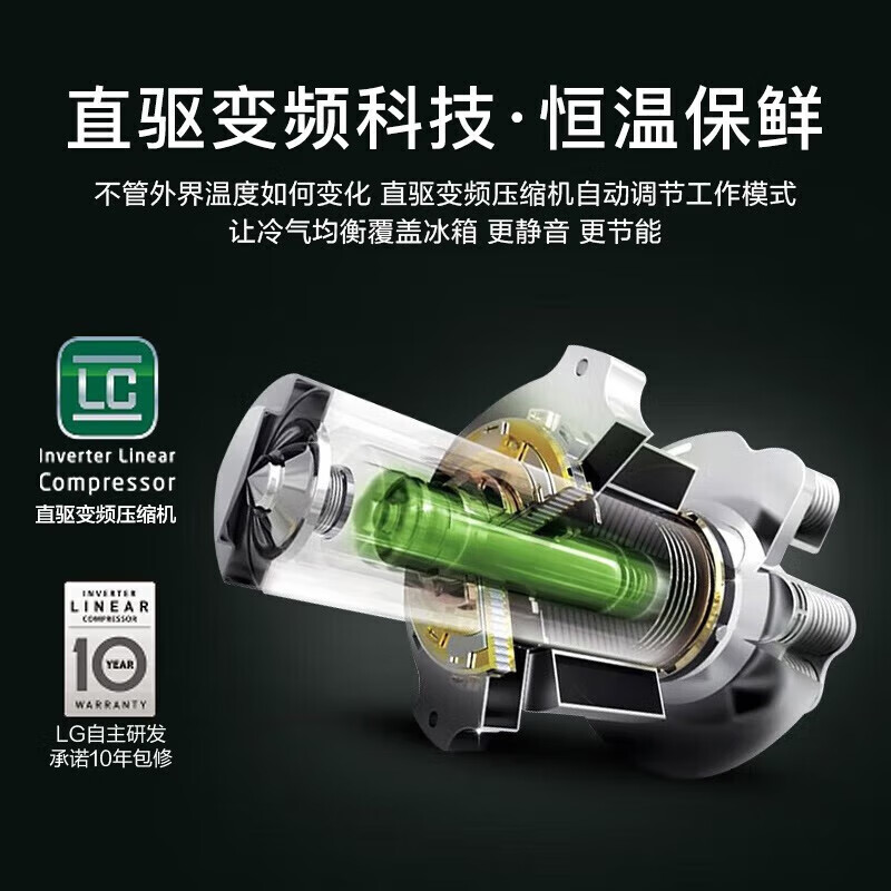 LG635 liter side-by-side refrigerator, fully automatic ice-making function all-in-one, see-through window, air-cooled, frost-free, inverter, energy-saving, intelligent computer temperature control, ultra-thin household large capacity, twilight black ice-making refrigerator series S653MEP87D