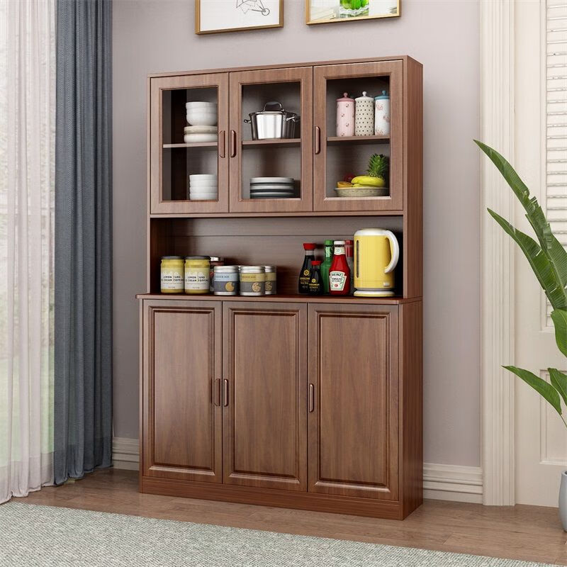 Xi Tangyue New Chinese Style Sideboard Multi-Layer Cabinet Wine Cabinet Integrated Wall Living Room Multifunctional Tea Cabinet Storage Cabinet Furniture Walnut Color Sideboard 182*80*34 Home Delivery Door-to-Door Installation