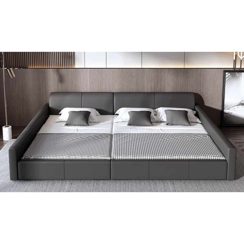 Qumandi triple bed large bed tatami second child family parent-child bed master bedroom modern simple 3 people 4 people spliced large bed 3 meters 1.8+1.8 meters bed + coconut palm spine mattress other x frame structure
