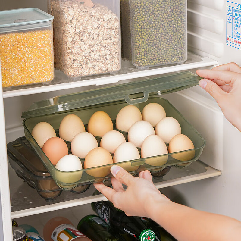 Quhe egg storage box for refrigerator, special egg box, sealed fresh-keeping box, egg rack holder, kitchen artifact, household, transparent white, fifteen grids