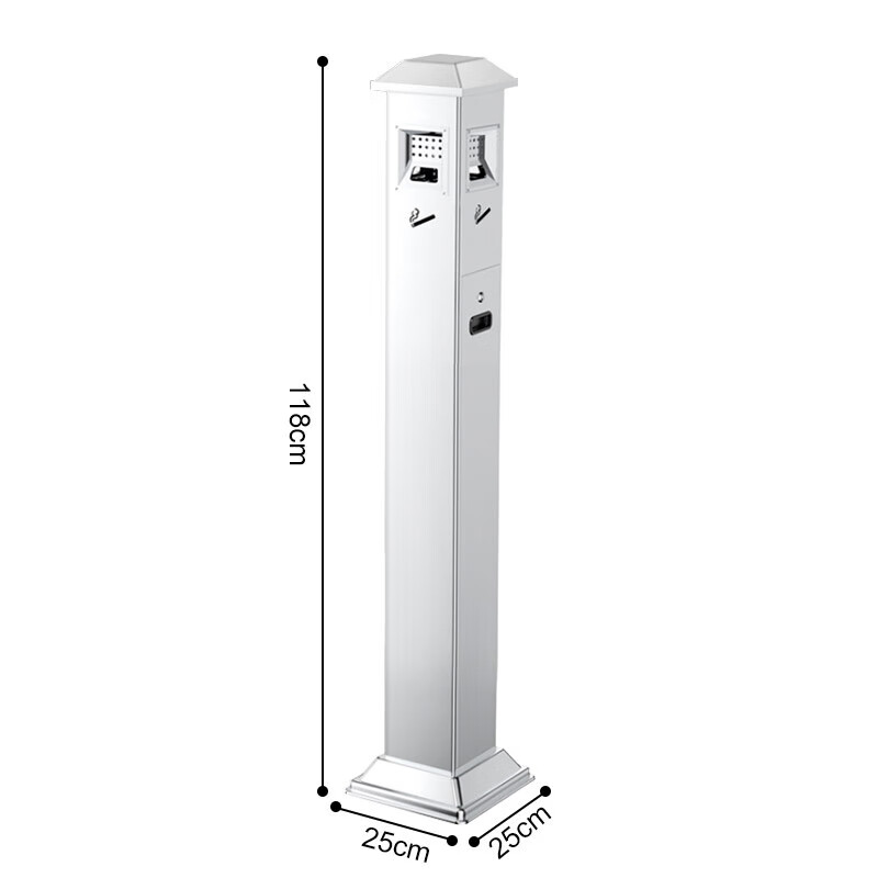 Supercloud Outdoor Stainless Steel Ash Column Vertical Cigarette Butt Column Smoking Column Smoke Extinguishing Trash Can Outdoor Floor Standing Ashtray Ash Bucket Square Top Type A