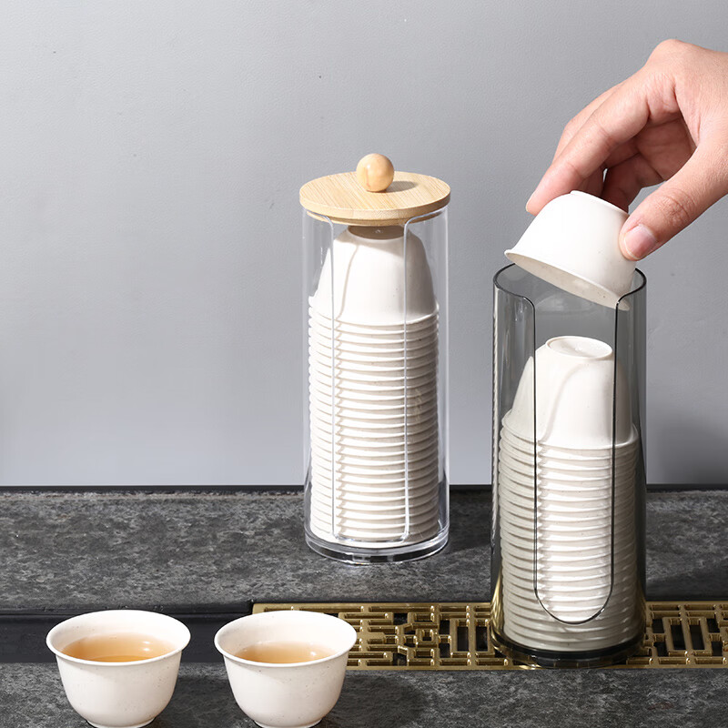 Heat-resistant disposable kung fu tea cup with storage cup holder rice husk tea cup tea reception 60ml high-end tea cup Daoxiang cup 60ML 6 pack 300 only with high-end storage rack