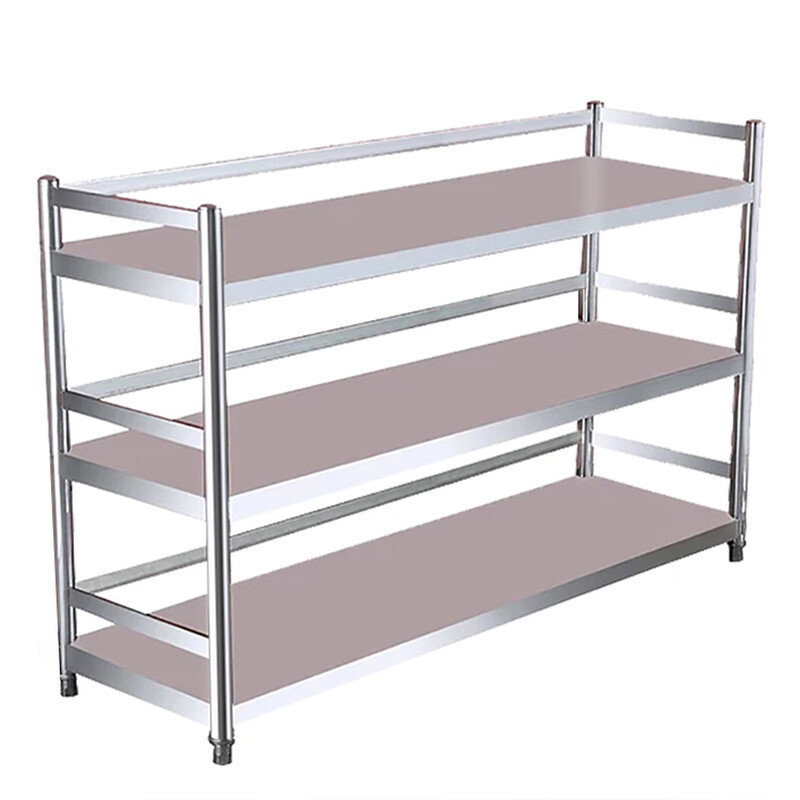 Qiqiao Luban 304 stainless steel storage rack kitchen microwave oven storage rack organizer home storage storage shelf 304 guardrail model length 80 width 30 height 100 three layers