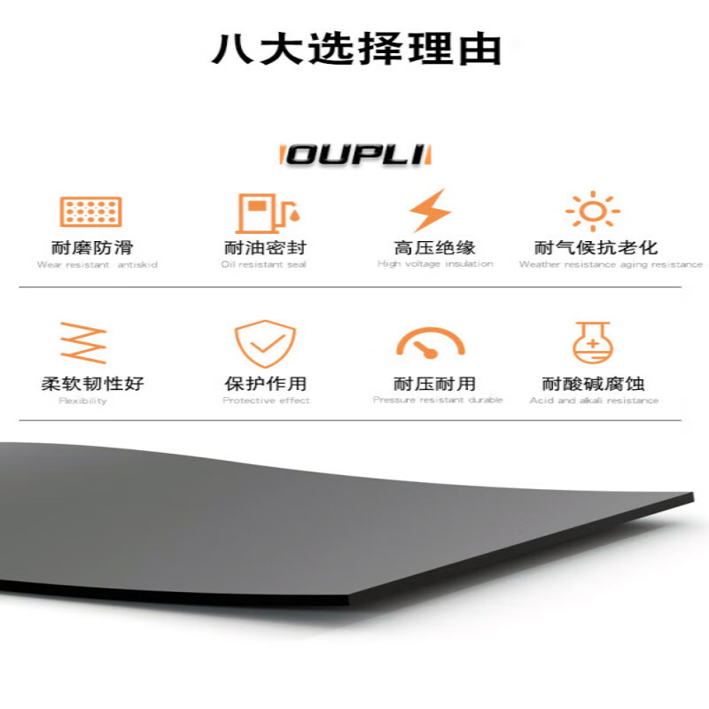 Hongheng poly rubber pad oil-resistant wear-resistant anti-slip rubber plate black gasket insulating rubber pad thickened rubber floor mat 3/5/10mm 600*600*8mm