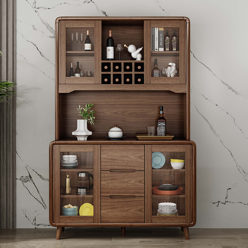 GULEJAR new Chinese style sideboard wine cabinet sideboard preparation cabinet multifunctional living room tea kitchen cupboard wall large capacity storage cabinet solid wood panel length 106 width 40 height 200CM