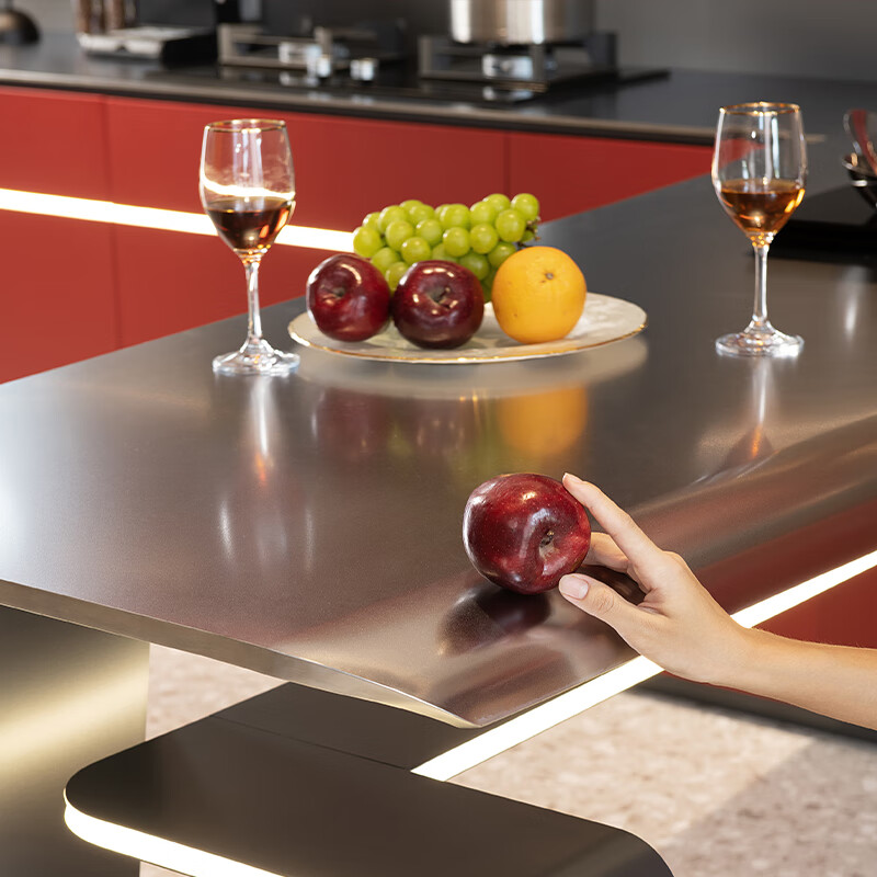 Baineng stainless steel cabinets simple modern custom home kitchen cabinets dark red