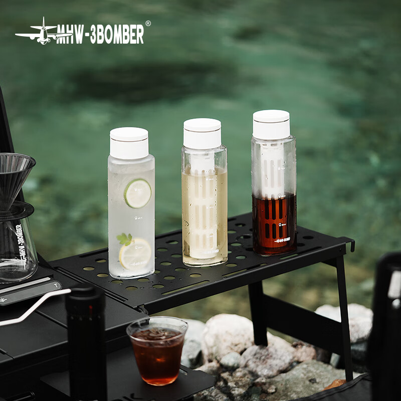 MHW-3BOMBER Bomber Valentine's Day Gift Ice Core Cold Brew Pot Summer Coffee Cold Brew Cup Bottle Coffee Pot Cold Water Kettle Cup Ice Core Cold Brew Pot-White 600ml