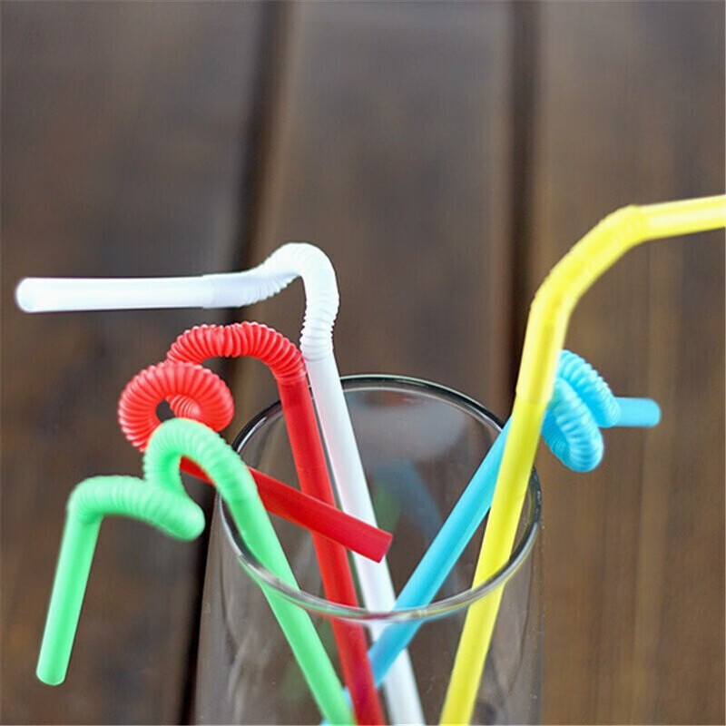 Jidaocook disposable straws, individually packaged, colorful, artistic straws, elbow juice drink slender straws, colored, individually packaged, 200 pieces