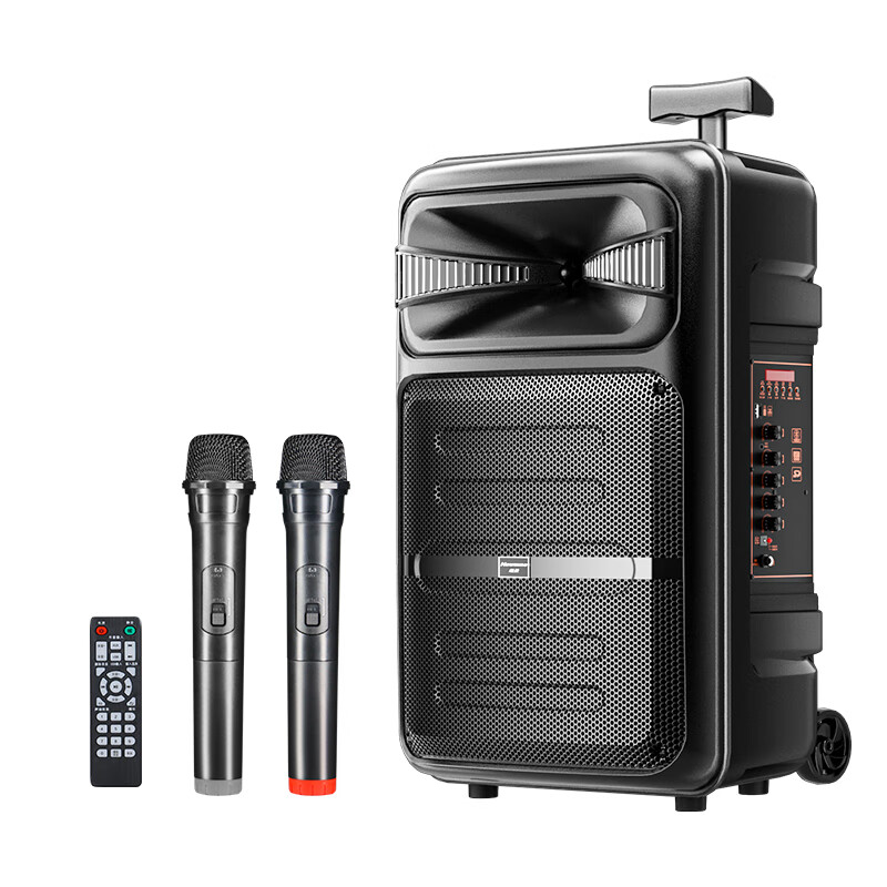 Newman A12 outdoor square dance audio 12-inch high-power loudspeaker mobile portable household trolley Bluetooth speaker street stall stall speaker double wheat version