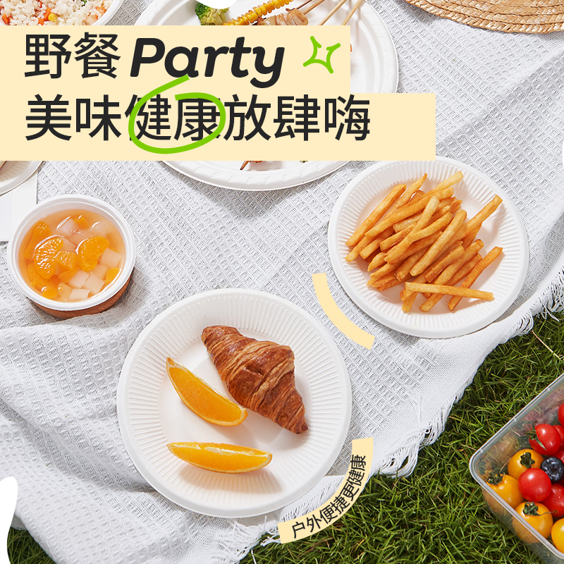 Temeiju disposable plates food-grade dinner plates cake plates party barbecue thickened biodegradable sugar cane pulp paper plates plate diameter 15.5CM*50 pieces