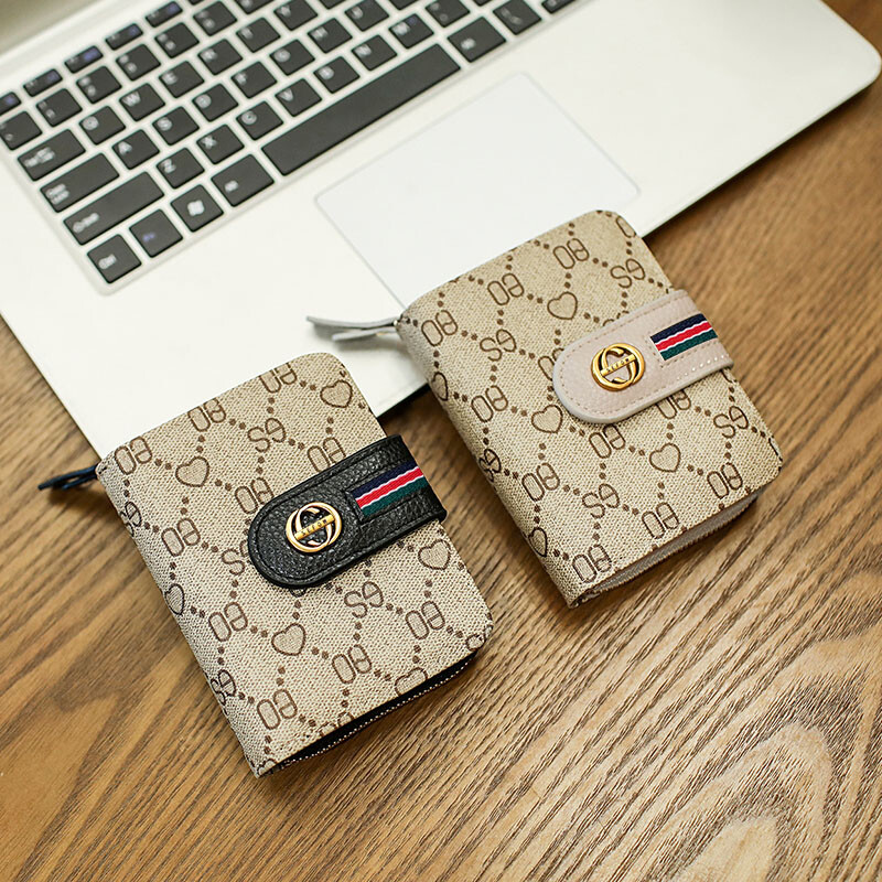 Woodpecker (TUCANO) brand fashion wallet women's short style exquisite 2024 new two-fold multi-card slot folding card bag all-in-one small gray (17 card slots)