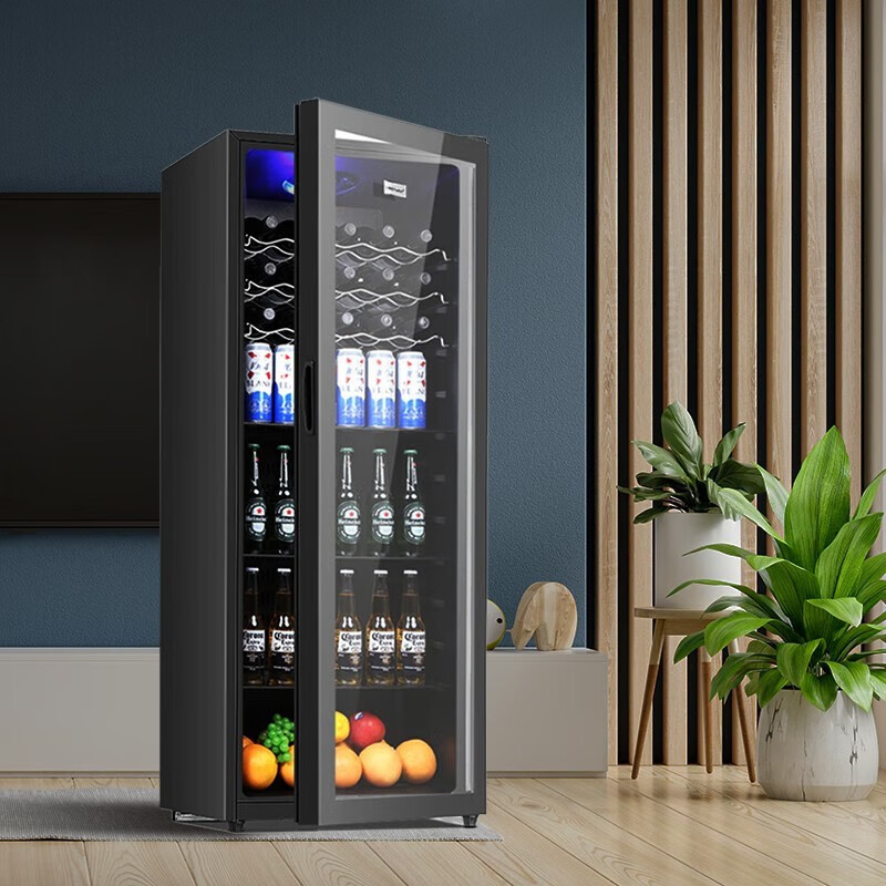 Royalstar Refrigerator Fresh Cabinet Constant Temperature Household Small Ice Bar Commercial Single Door Freezer Wine Cabinet Beverage Cabinet Refrigerator Tea Sample Keeping Office Wine Cabinet Display Cabinet 238 liters air-cooled丨Tempered glass丨Fully refrigerated丨First-class energy efficiency