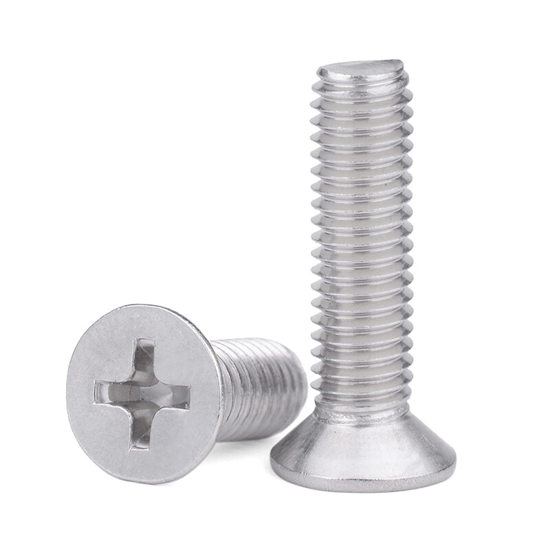 Jinggong 304 stainless steel countersunk head screws KM flat head cross screws flat machine screws GB819 M2-M10 M3 200 pieces length 100mm